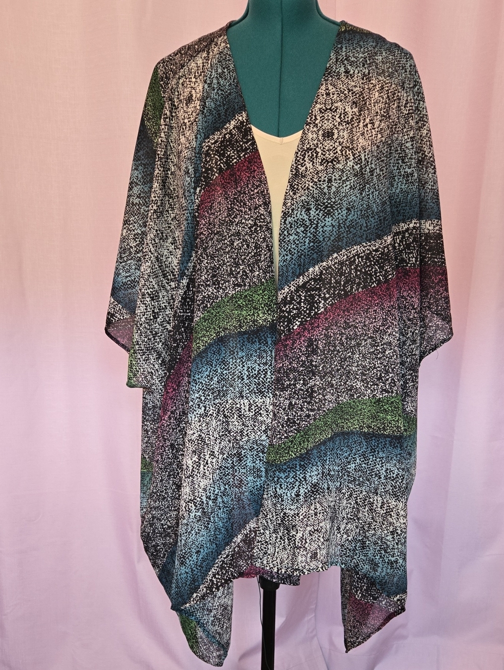 Kate & Mallory Multi-Color Open Front Kimono